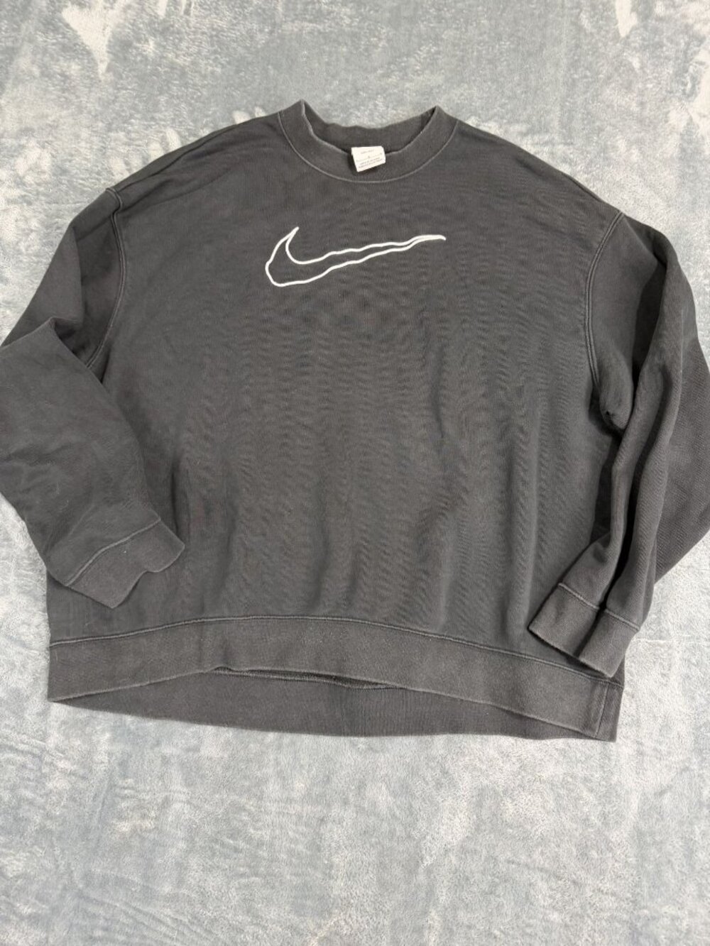 Nike Mens Black Embroidered Swoosh Crew Neck Sweatshirt L